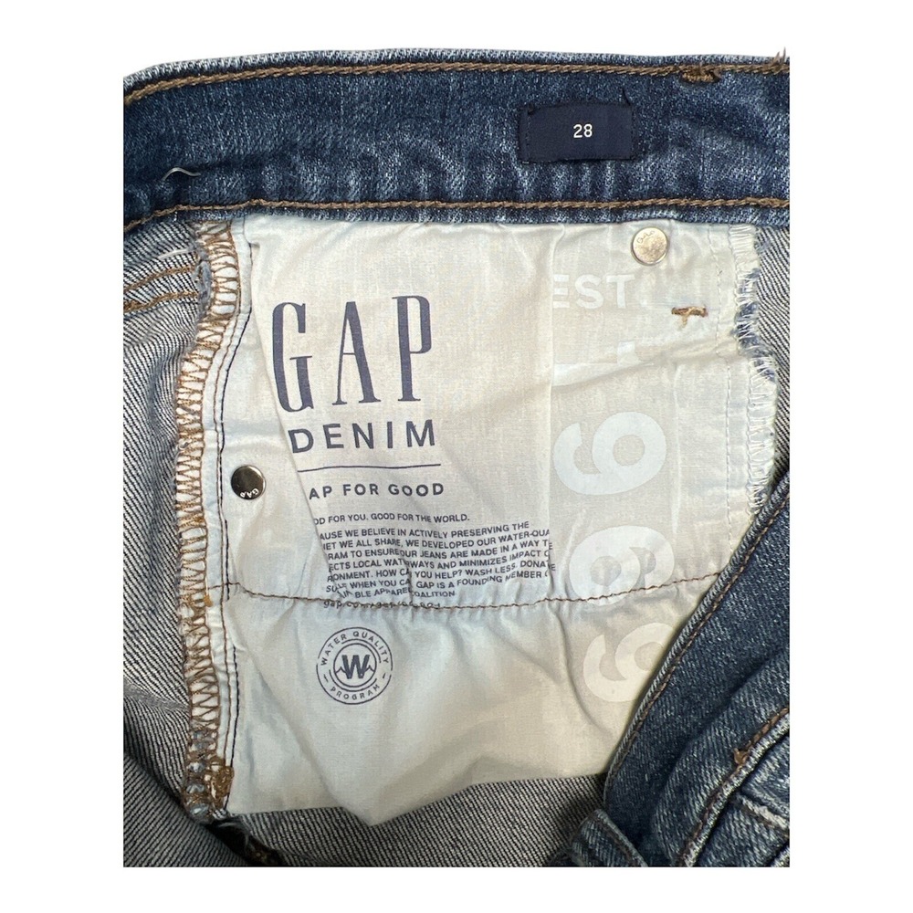 Gap Denim Shorts Women 28 Blue Excellent Raw Hem Frayed Stretch Mid Rise 5.5in - Picture 3 of 5